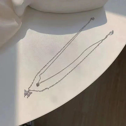 Elegant Silver Necklace Set with Shimmering Butterfly | Sophisticated Jewellery-Nora Luxe