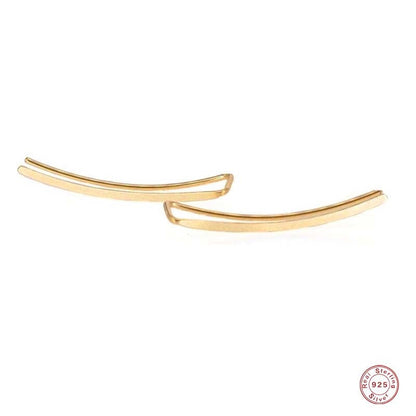 Elegant Sterling Silver Ear Cuff for Women | Smooth Long Line Design-Gold-Nora Luxe