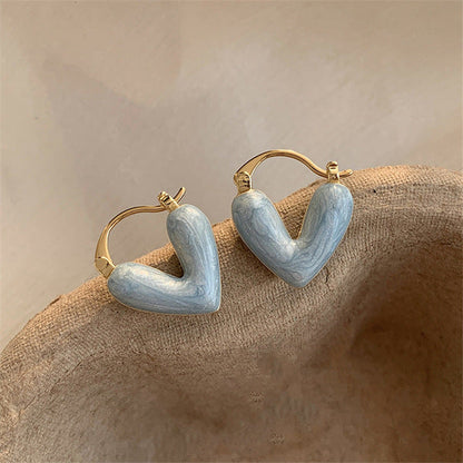Elegant White Teardrop Earrings | Love-Inspired Dangle Design-Blue Heart-Nora Luxe