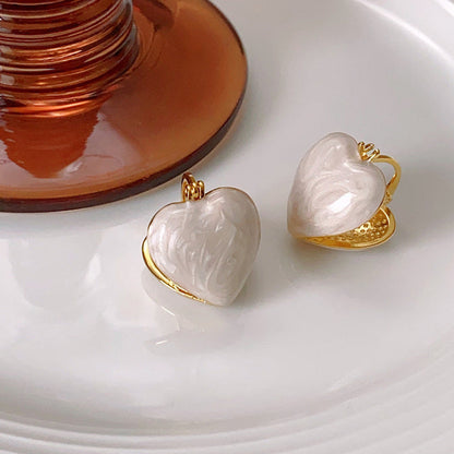 Elegant White Teardrop Earrings | Love-Inspired Dangle Design-Heart Cream-Nora Luxe