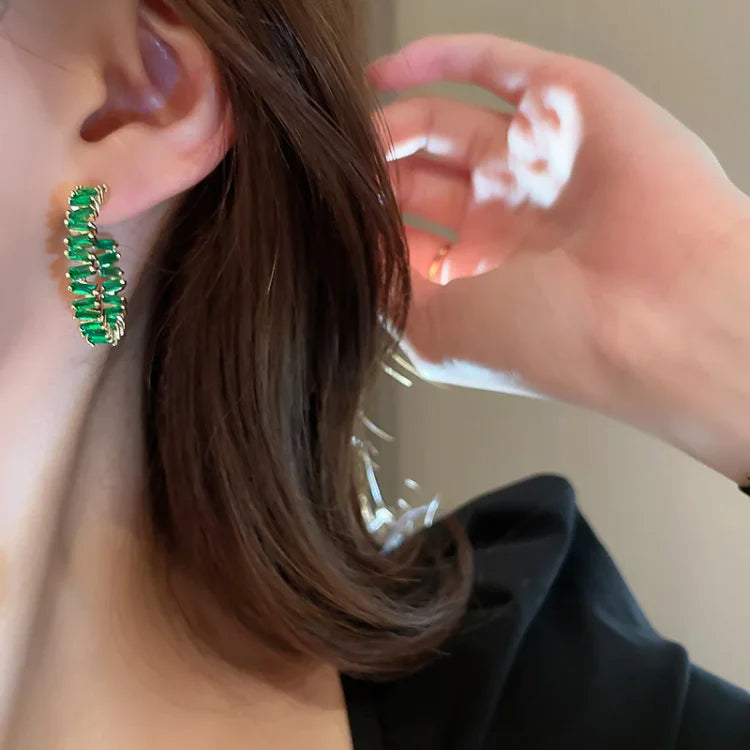 Vibrant Green Gemstone Earrings - Pexav