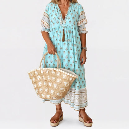 Casual Floral V Neck Sundress for Women