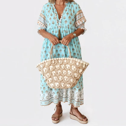 Casual Floral V Neck Sundress for Women