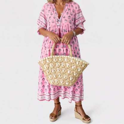 Casual Floral V Neck Sundress for Women