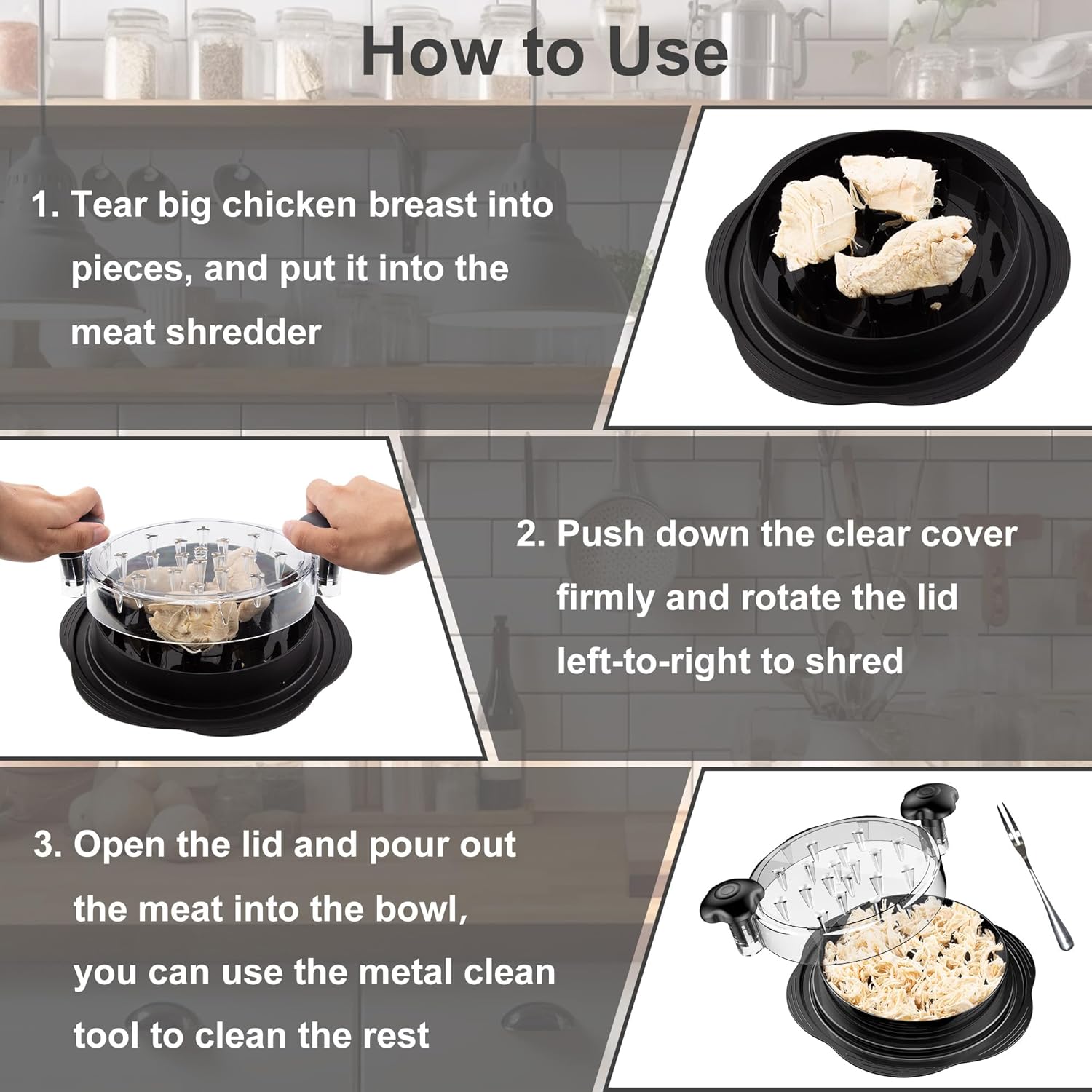 Ergonomic Chicken Shredder Tool - ErgoShredder-Black-Nora Luxe