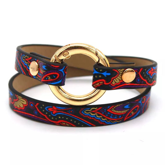 Boho Chic Leather Cuff Bracelet - Pexav