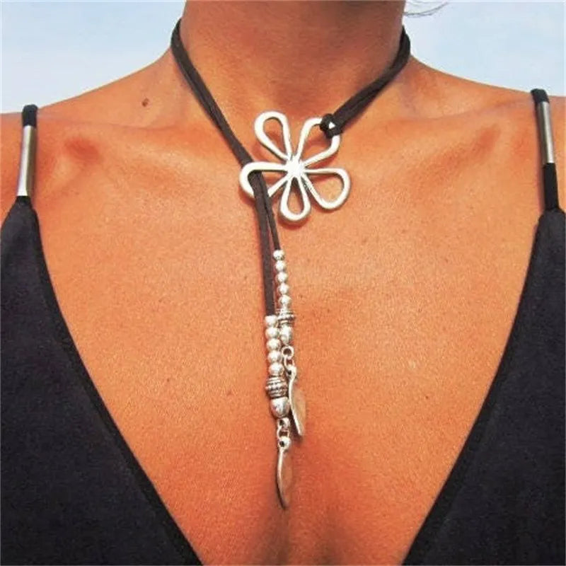 Colorful Floral Boho Chic Necklace - Pexav