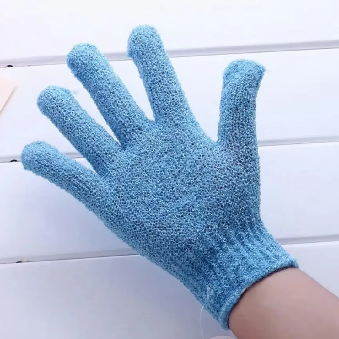 Exfoliating Bath Gloves - 2-Piece Set-Blue-Nora Luxe