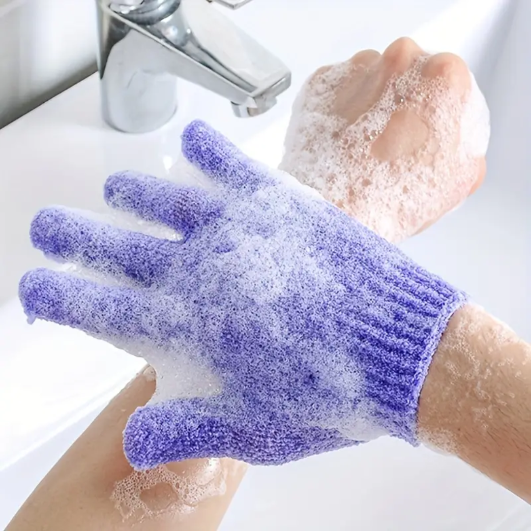 Exfoliating Bath Gloves - 2-Piece Set-Purple-Nora Luxe