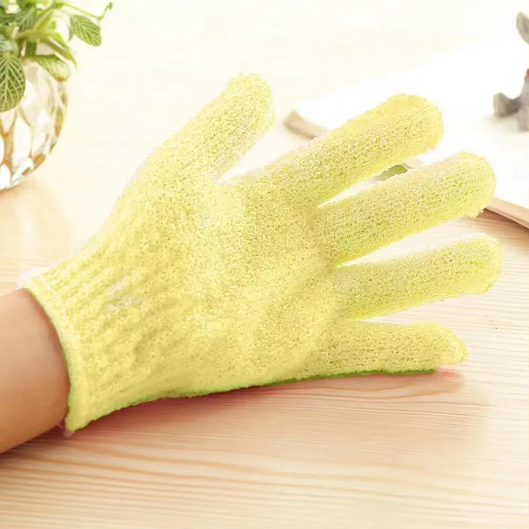 Exfoliating Bath Gloves - 2-Piece Set-Yellow-Nora Luxe