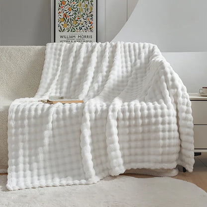 Extra Soft Flannel Blanket - PlushBubble-Khaki-39.37 × 59.06 in-Nora Luxe