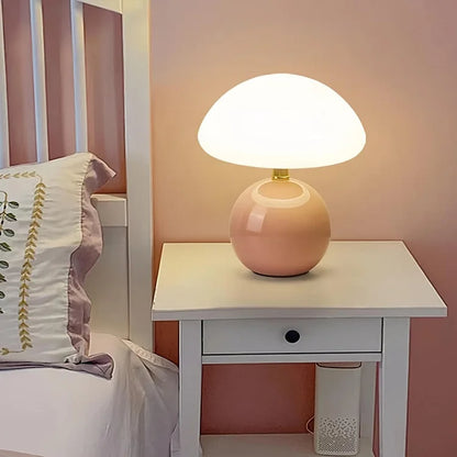 Vintage White Mushroom Bedside Table Lamp
