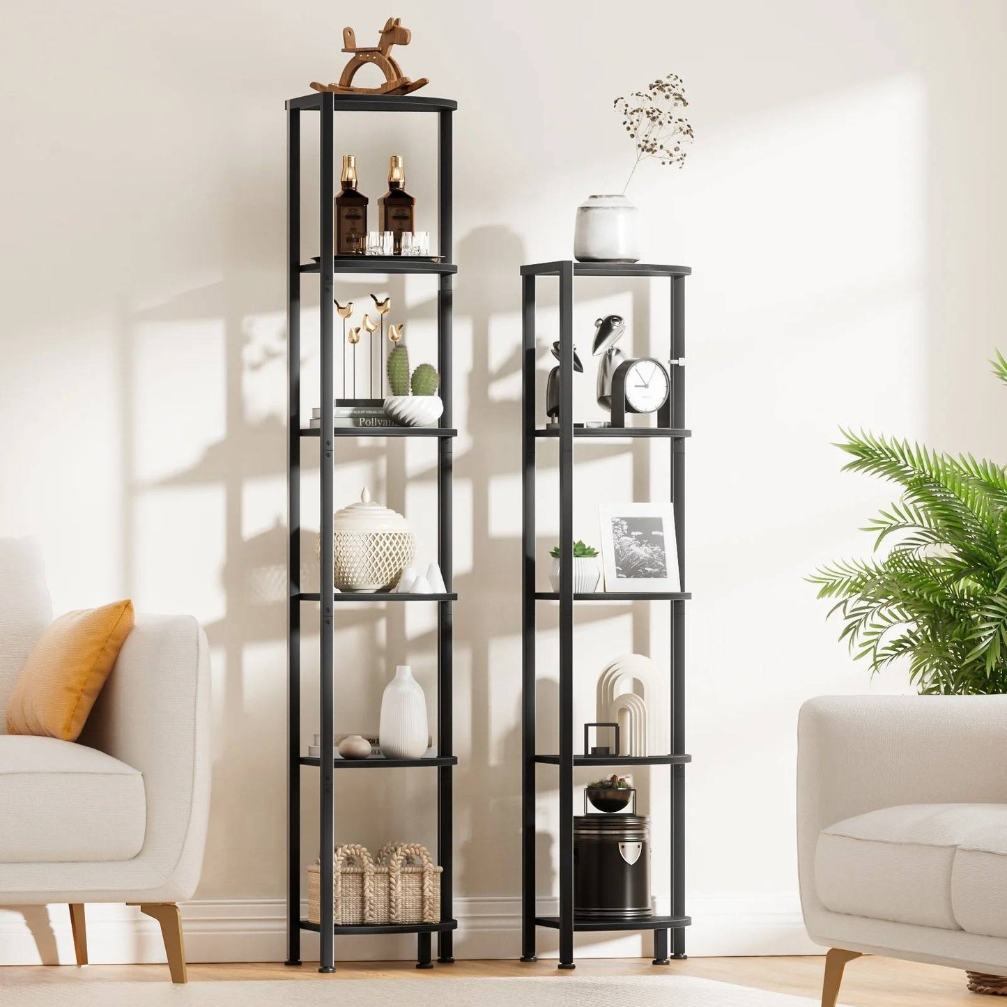 Space Saving 6 Shelf Corner Bookcase