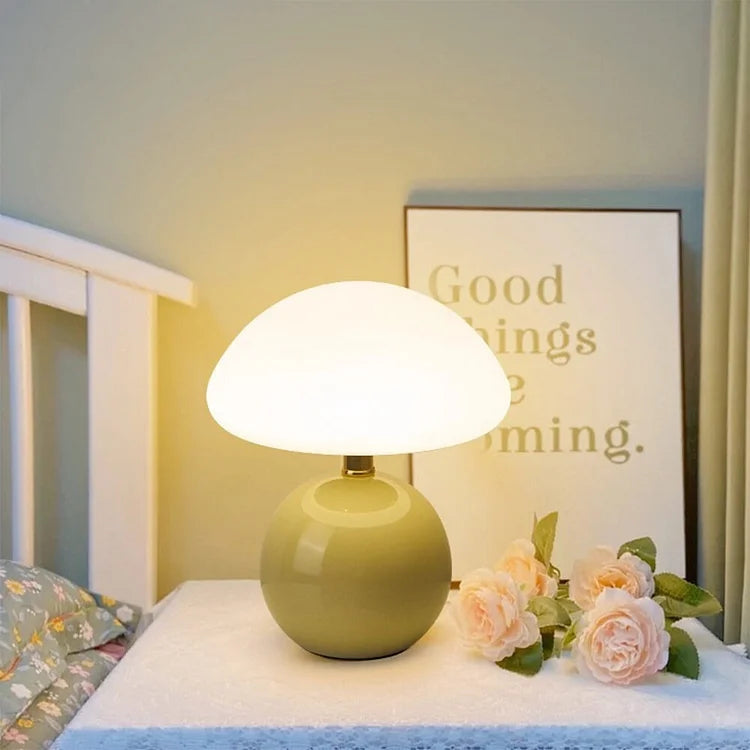 Vintage White Mushroom Bedside Table Lamp