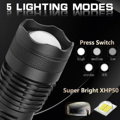 Bright Rechargeable LED Torch with Zoom Beam