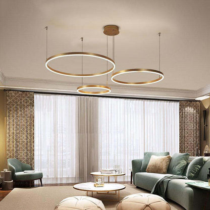 Stylish Pendant Light Circle Metal Black Gold Brown