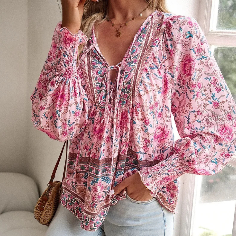 Stylish Women's Floral Print Blouse Valerie - Pexav