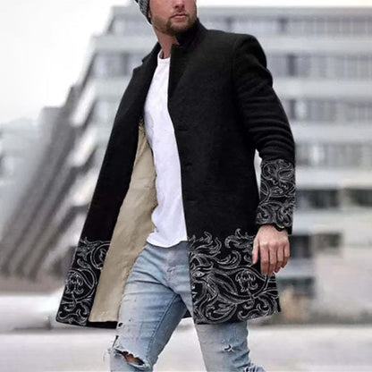 Fashionable Men's Coat with Unique Pattern - Laurent-Gray-S-Nora Luxe