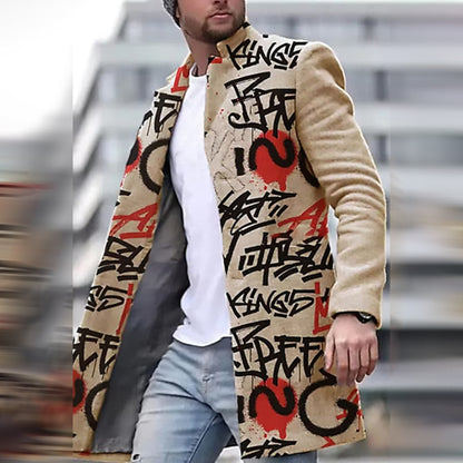 Fashionable Men's Coat with Unique Pattern - Laurent-Red-S-Nora Luxe