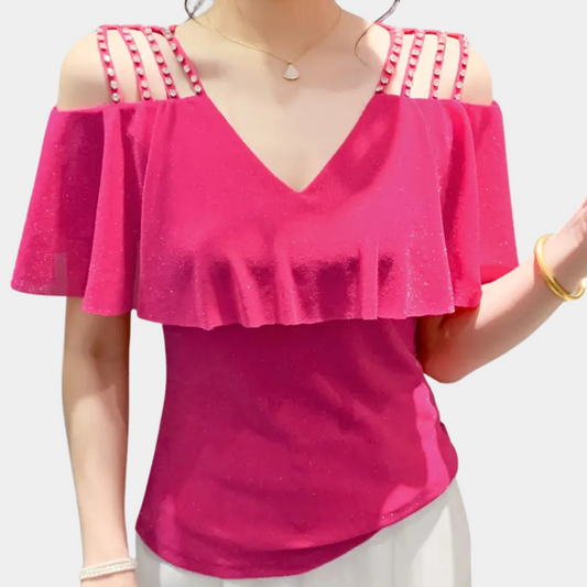 Stylish V Neck Ladies Top Elvira - Pexav