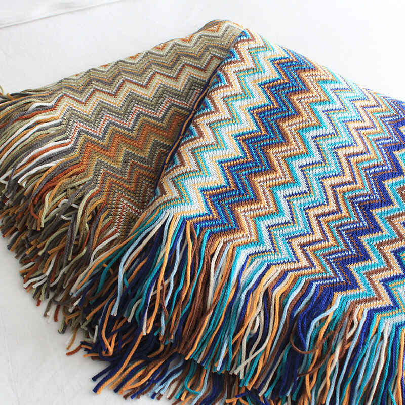 Vibrant Plaid Fringe Throw Blanket