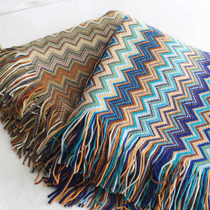Vibrant Plaid Fringe Throw Blanket