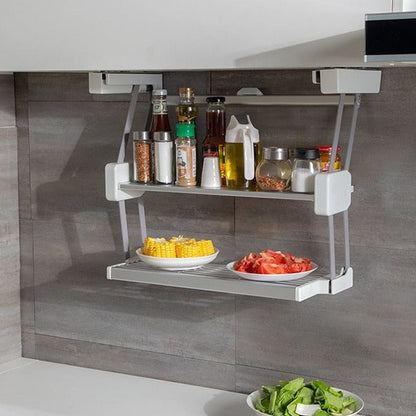 Space Saving Double Tier Slide Out Kitchen Shelf - Pexav