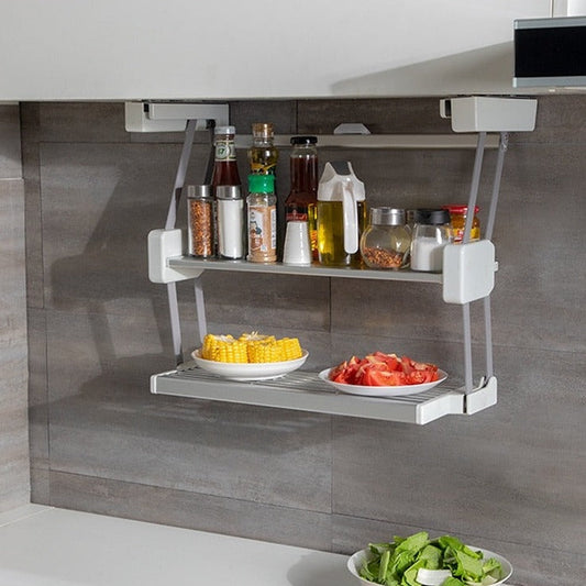 Space Saving Double Tier Slide Out Kitchen Shelf - Pexav