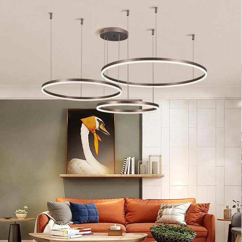 Stylish Pendant Light Circle Metal Black Gold Brown