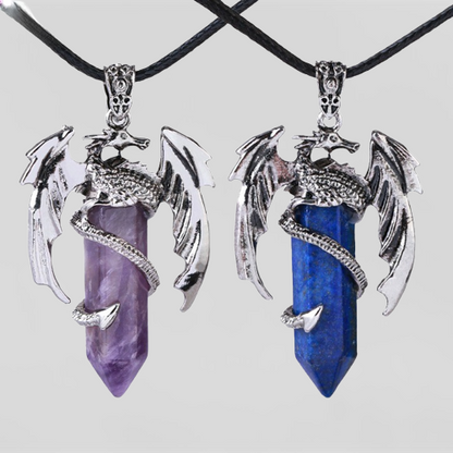 Unique Gemstone Dragon Pendant Necklace - Pexav