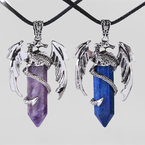 Unique Gemstone Dragon Pendant Necklace - Pexav