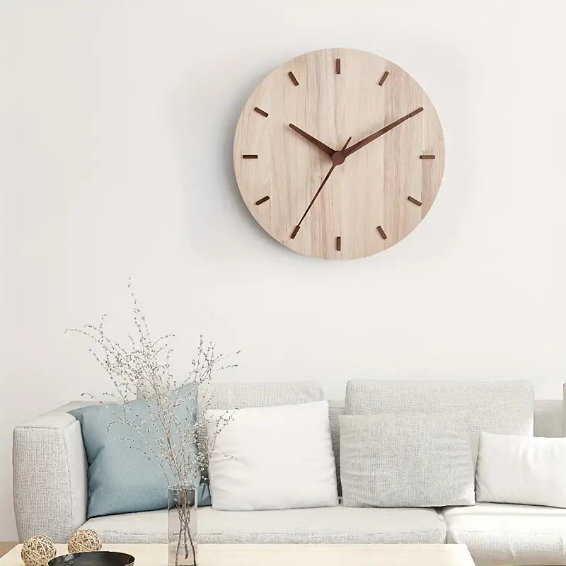Rustic Wood Wall Clock - 30cm Minimalist Home Decor - Pexav