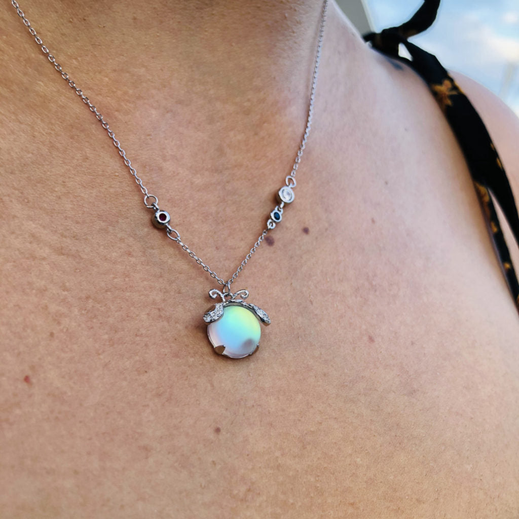 Sparkling Moonstone Silver Chain Necklace