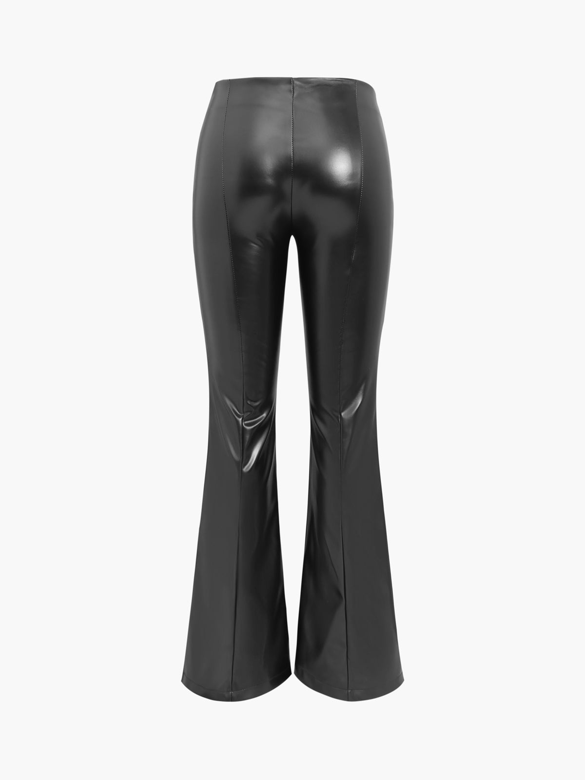 Flared Ladies Trousers in Imitation Leather - Sofia-Black-XS-Nora Luxe