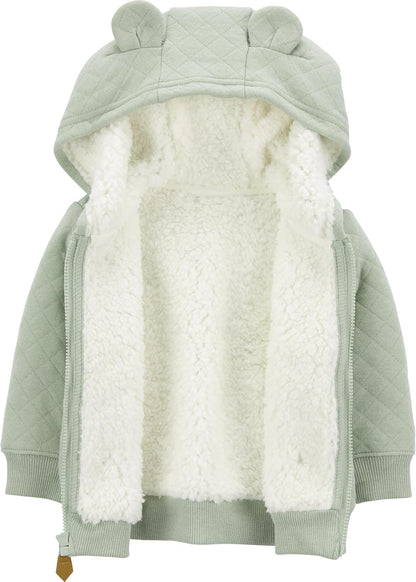 Fleece Baby Hoodie-Gray-0-3 Months-Nora Luxe