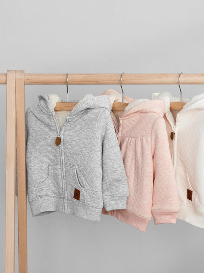 Fleece Baby Hoodie-Gray-0-3 Months-Nora Luxe