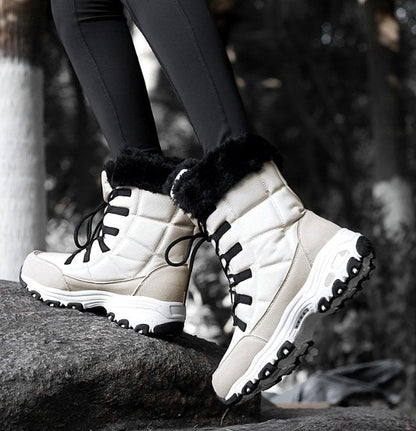 Fleece Lined Warm Snow Boots for Women - Eva-Black-3.0-Nora Luxe