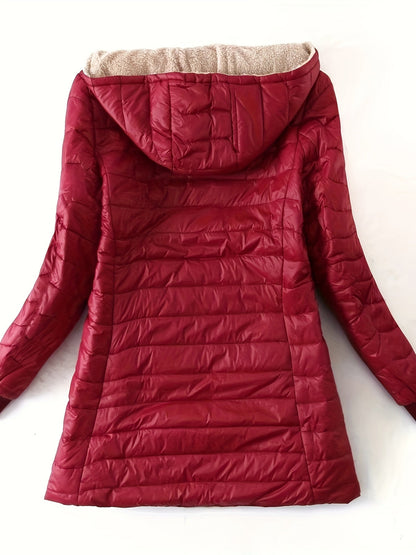 Fleece Lined Women's Jacket with Zip - Eliza-Black-XS-Nora Luxe