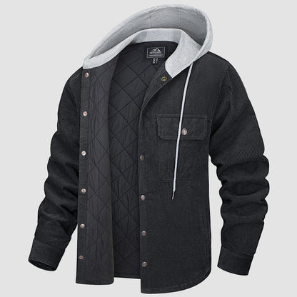 Fleece Men's Jacket with Hood - Nordic-Dark Gray-M-Nora Luxe