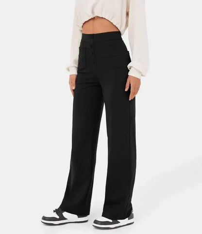 Flexible High-Waisted Trousers - Luna-Black-S (36)-Nora Luxe