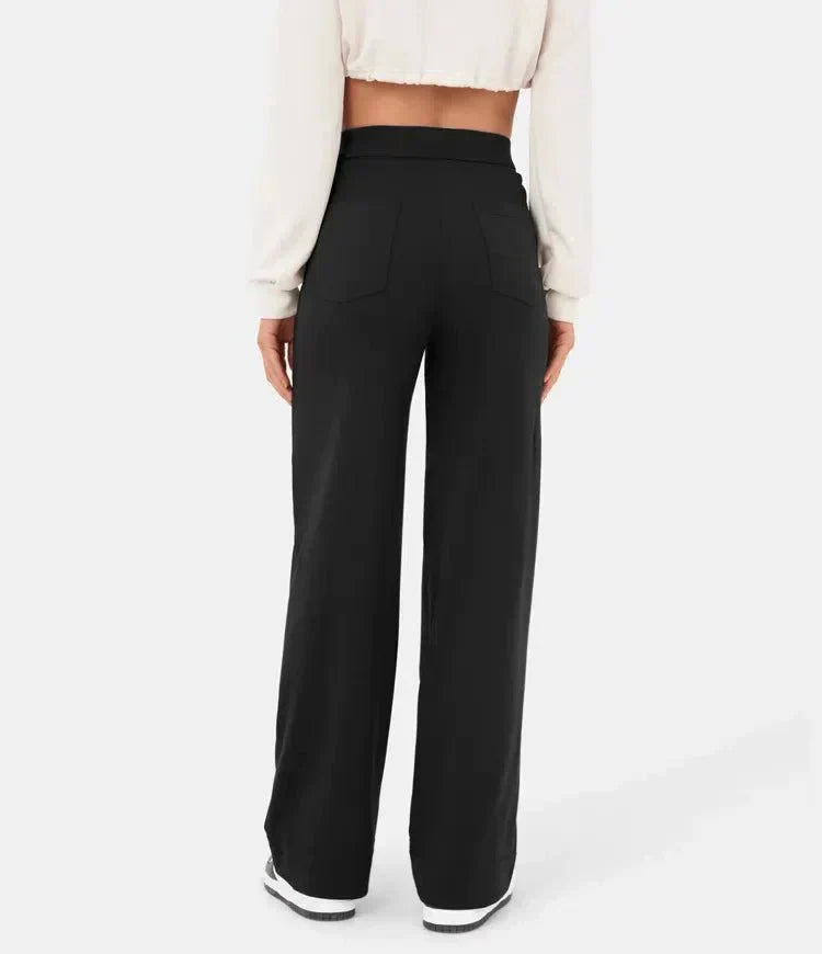 Flexible High-Waisted Trousers - Luna-Stone Green-S (36)-Nora Luxe