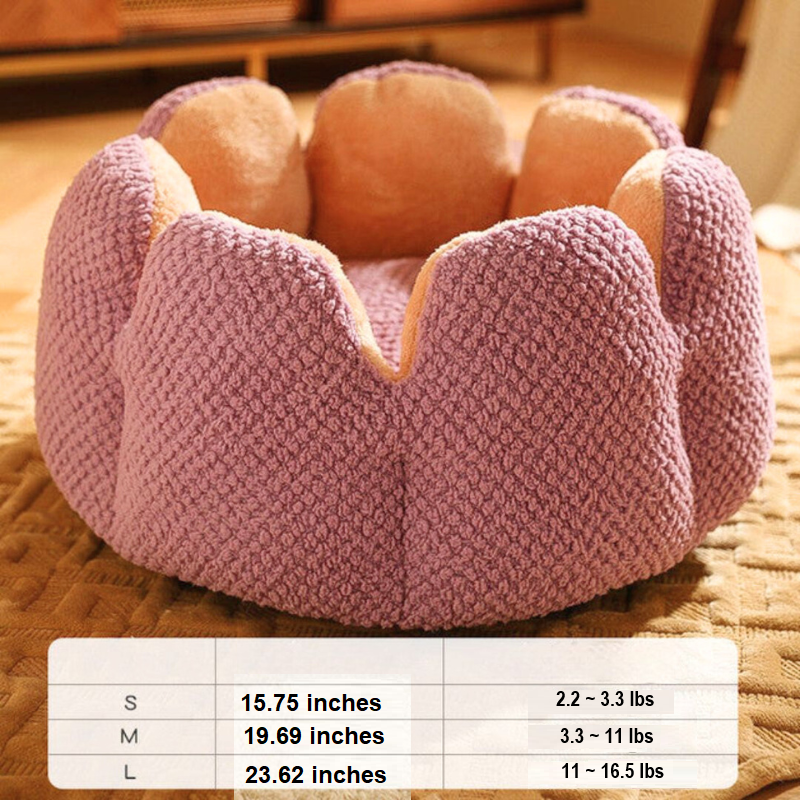 Flower-Shaped Pet Bed - PetBloom-Gray-S (15.75 inches)-Nora Luxe