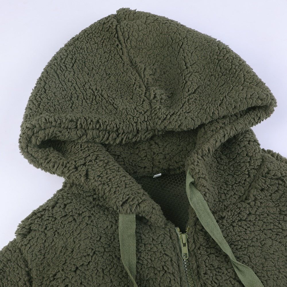 Fluffy Ladies' Jacket with Hood - Sofia-Pink-S-Nora Luxe
