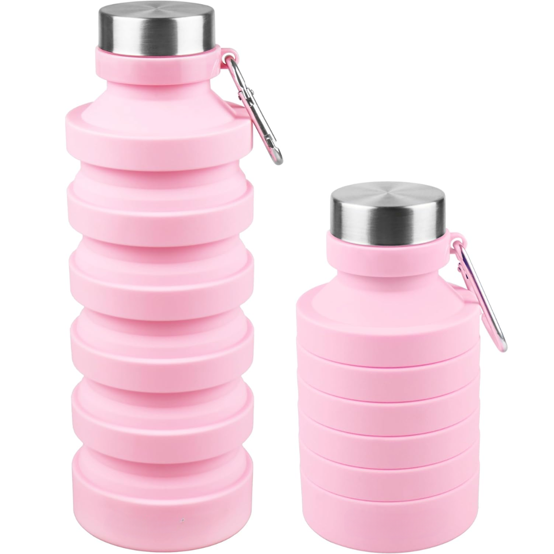 Foldable Shockproof Water Bottle-Pink 800 ml-Nora Luxe