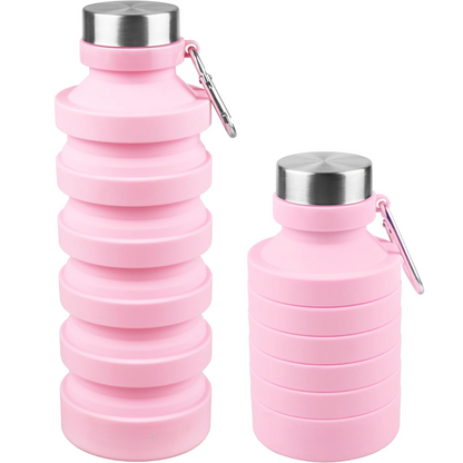 Foldable Shockproof Water Bottle-Pink 800 ml-Nora Luxe