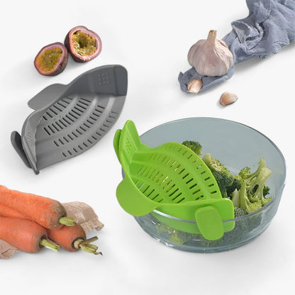 Foldable Silicone Kitchen Colander - FlexiStrain-Gray-Nora Luxe
