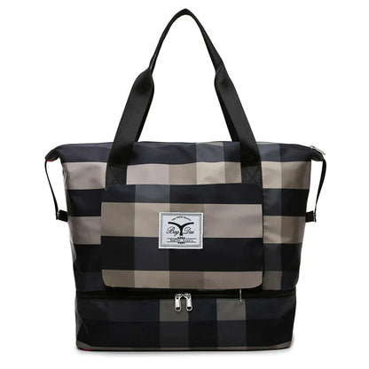 Foldable Travel Bag - FlexiCarry-Black & White-Nora Luxe
