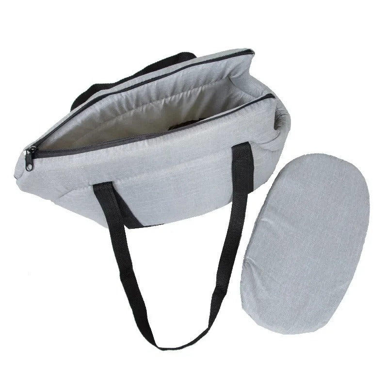 Foldable Travel Basket for Dogs - CarryPaws-Gray-M-Nora Luxe