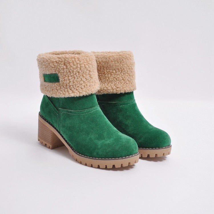 FrostStep Winter Boots | Insulated Winter Ankle Boots with Heel for Women-Green-6-Nora Luxe