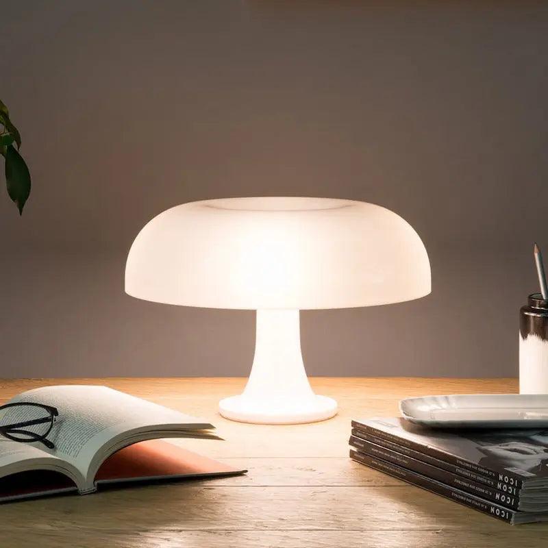 Rustic Wooden Mushroom Table Lamp